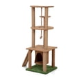 thumbnail image 4 of Pefilos 76.8" Cat Tree House with Artificial Leaves, Cat Condo and Scratching Post, Cat Tree Tower Kitten for Multiple Cats, Brown, 4 of 10