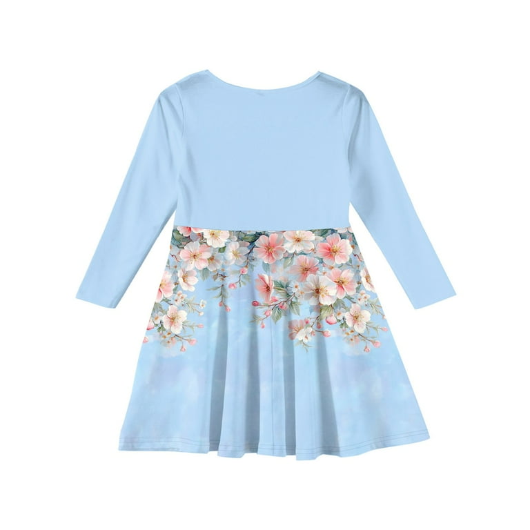 Inglocry Girls Long Sleeve T-Shirt Dresses Kids Fall A-Line Twirly Skater  Dresses Swing Fashion Dress For Girls 5-14 Years Orange 5-6Y