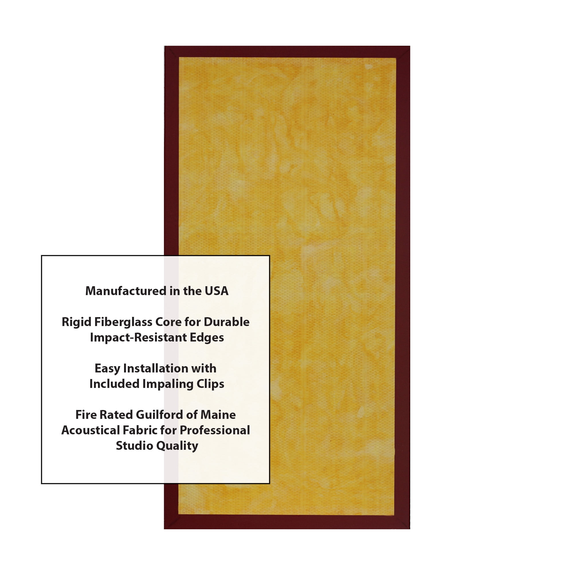 ATS Hardened Edge Fire Rated Professional Studio Quality Acoustic Panel 24x48x1 Claret