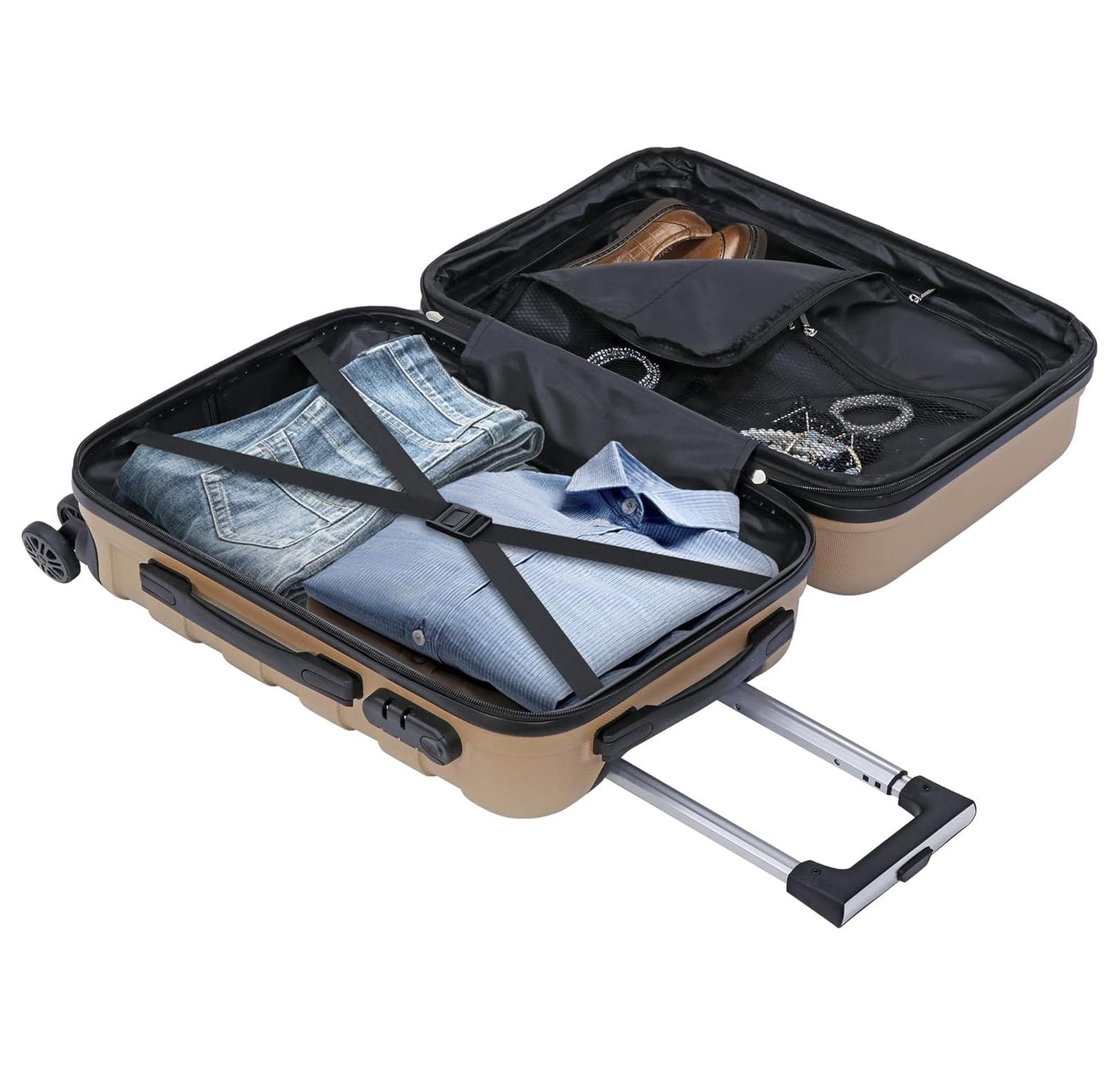 22 Inch Hardside Expandable Luggage ,Carry On Luggage With Spinner Wheels,Travel Suitcase Champagne (ABC1238)