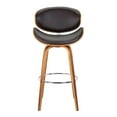 thumbnail image 2 of Armen Living Solvang 30" Mid-Century Swivel Bar Height Barstool in Brown Faux Leather with Walnut Wood, 2 of 5