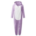 thumbnail image 4 of QIUOMBBP Fleece Fuzzy Onesie Pajamas for Family Women Men Matching Couples Sleepwear Cute Bear Ear Hooded Long Sleeve Jumpsuits Loungewear Purple, 4 of 6