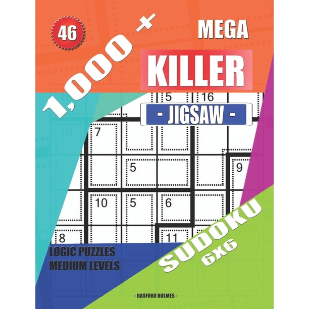 1 000 Mega Jigsaw Killer Sudoku 6x6 Logic Puzzles Medium Levels 