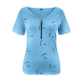thumbnail image 4 of ALLLIST Blue Going Out Tops for Women Half Zip V-Neck Short Sleeve Graphic T-Shirts Women Blouses XXL, 4 of 5