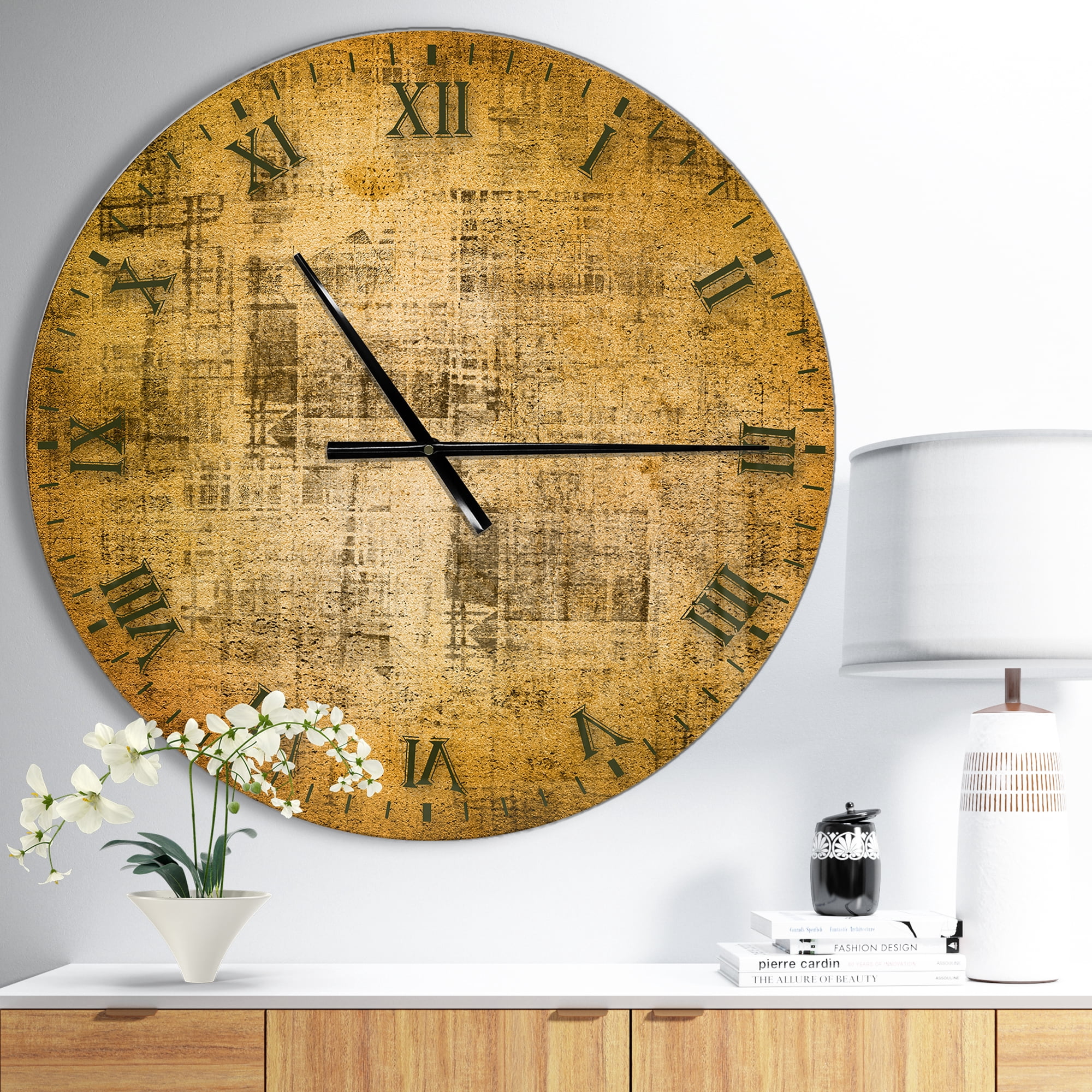 Designart 'Antique face on Parchment ' Rustic wall clock