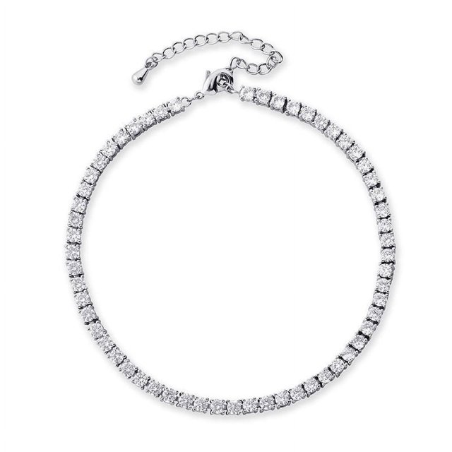 Pulsera de tobillo con dije de circonia cúbica, tobillera de tenis de cristal Vintage, cadena de tobillo con diamantes de imitación en capas, brillante