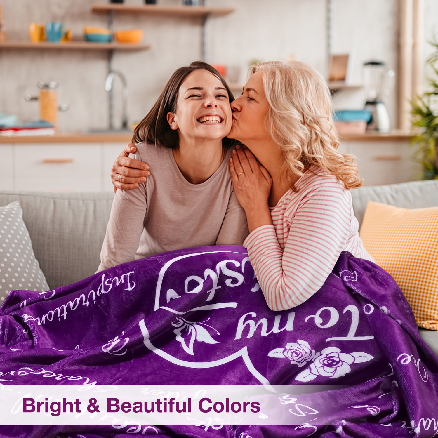 Mother's Day Blanket - To my Mom - I Love You - Purple (2Db)