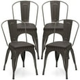 thumbnail image 1 of Costway Stackable Metal Dining Chairs Set of 4 with Backrest & PU Leather Padded Seat, 1 of 10