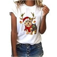 thumbnail image 1 of T-shirt Décontracté pour Femmes à Col Rond, Manches Courtes, Imprimé de Noël, 1 of 1