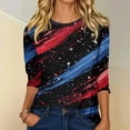 thumbnail image 2 of Women's 250th Anniversary Usa Shirt Independence Day Patriotic Star Print Crew Neck 3/4 Sleeve July 4th Top, 2 of 4