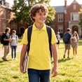 thumbnail image 6 of NORO ARK Kids' College-Style Short-Sleeve Turn-Down Collar Shirt (2-15 Years) Breathable Stretch Uniform Top for School & Casual Wear 95% Polyester 5% Spandex Yellow Size 5T, 6 of 8