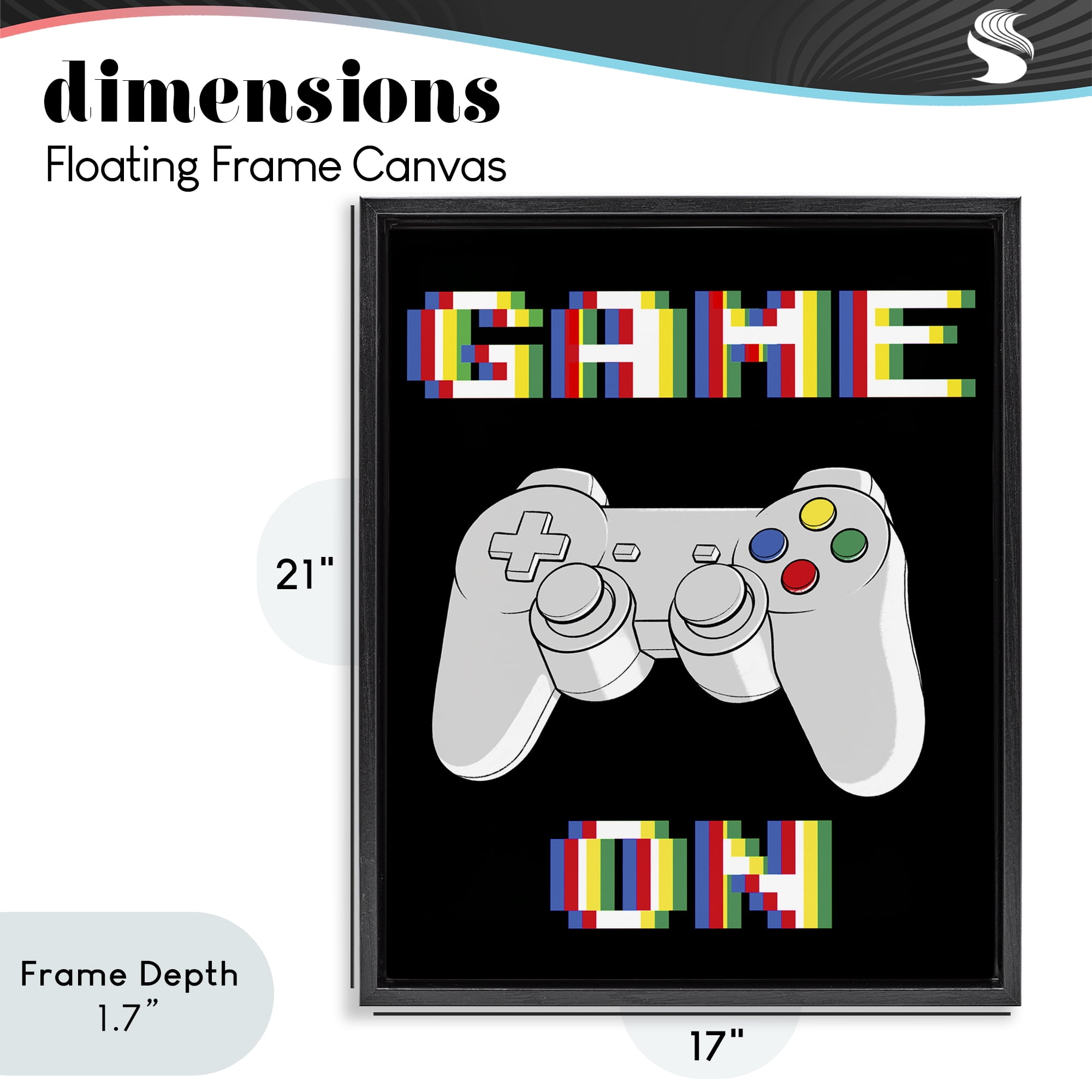 Stupell Industries Colorful Digital Game On Black Framed Floater Canvas Wall Art, design by Marcus Prime