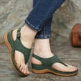thumbnail image 2 of GUOBIOZIY Women's Comfortable Flip Flops Slip On Arch Support Platform Wedge Thong Sandals Rhinestone Hollow out Dressy Summer Slide Beach Walking Shoes(Green,9.5), 2 of 5