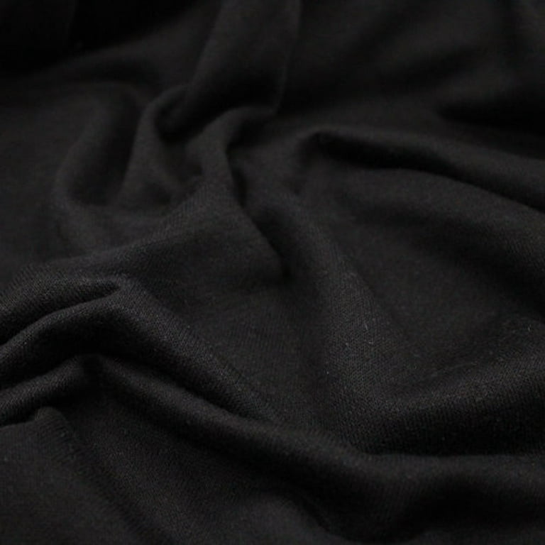 FREE SHIPPING!!! Black Solid French Terry Brushed Fleece Fabric