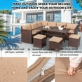 thumbnail image 3 of Juego de Conversación Zimtown 8 Uds Sofá de Mimbre Marrón Patio Muebles de Ratán, 3 of 8