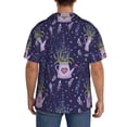thumbnail image 3 of Sikiie Lavender Flowers Men's Wrinkle Free Untucked Cuban Shirt Business Casual Button Down Shirts Short Sleeve ShirtLarge, 3 of 5