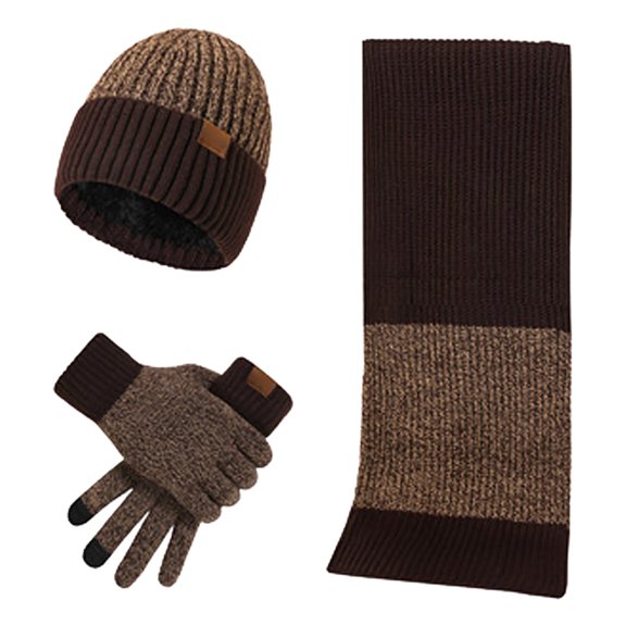 Unisex Winter Cold Warm Soft Knit Hat Scarf Gloves Set Winter Set for Easy Clean Knit Hat Scarf Gloves Walking Favorite Scarf a Hat Gloves