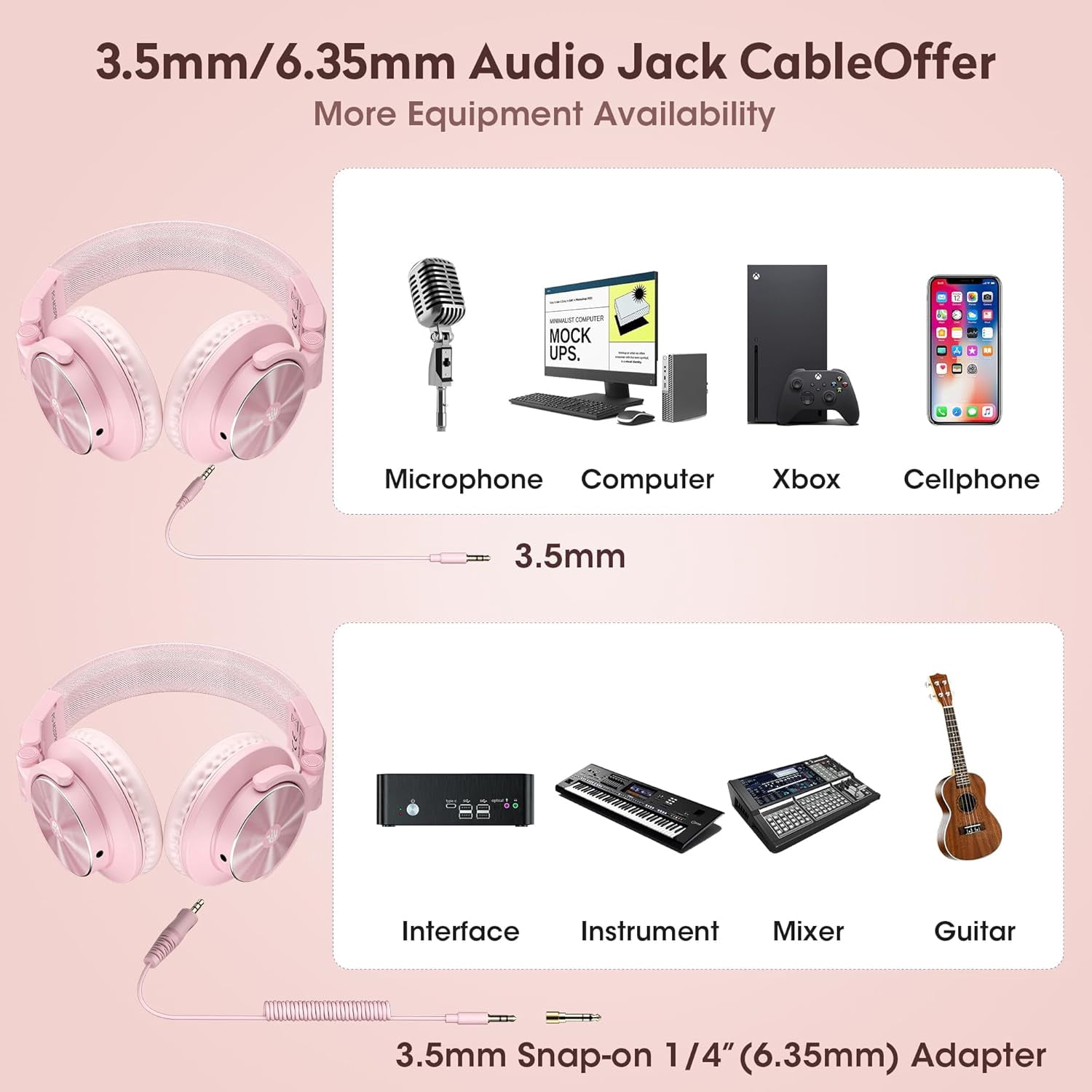 PUPGSIS Wired Headphones, 40kHz High-Resolution Stereo Headset with 1/4 Inch and 3.5mm Audio Jacks for Recording, Mixing, Podcast Production