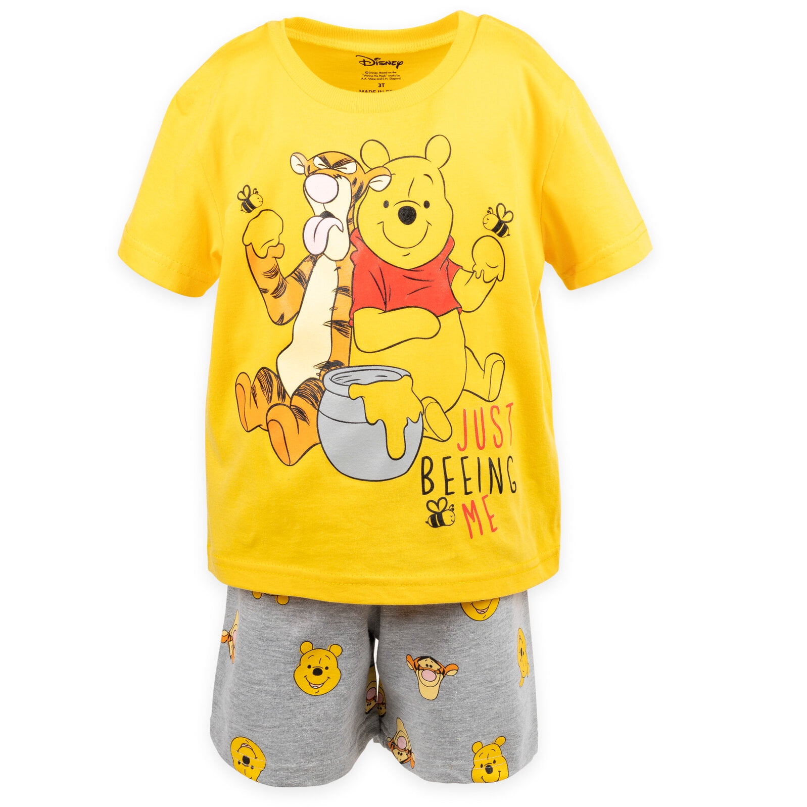 Disney Winnie the Pooh Tigger Infant Baby Boys Graphic T-Shirt French Terry Shorts Set Orange/Gray 18 Months
