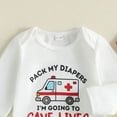 thumbnail image 4 of mgoYE Newborn Baby Boy Clothes Long Sleeve Romper Pants Hat Set Ambulance Print Fall Winter 3PC Clothes for Baby Boys, 4 of 6
