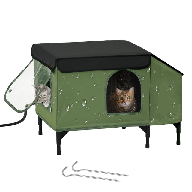 Casa para Gatos Calefaccionada PAWPROVED Impermeable para Exterior con Calentador