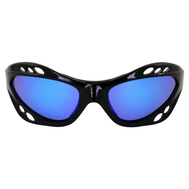 Birdz 3 Pairs Seahawk Padded Floating Polarized Sunglasses w/Strap Water Sports Surfing Kayaking Black Frame w/Blue Pink & Purple Mirror Lenses