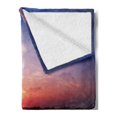 thumbnail image 2 of Dock Soft Flannel Fleece Blanket, Sunset Horizon Reflecting on Lake Deck View Countryside Idyllic Panorama, Cozy Plush for Indoor and Outdoor Use, 70" x 90", Violet Blue Coral Camel, by Ambesonne, 2 of 5