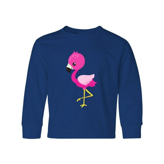 Inktastic Little Flamingo, Baby Flamingo, Pink Flamingo Long Sleeve Youth T-Shirt