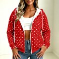 thumbnail image 3 of Lutiedan Womens Oversized Zip Up Polka Dot Hoodies Long Sleeve Hooded Sweatshirts Casual Fleece Lined Sweatshirts S-XXL, 3 of 8