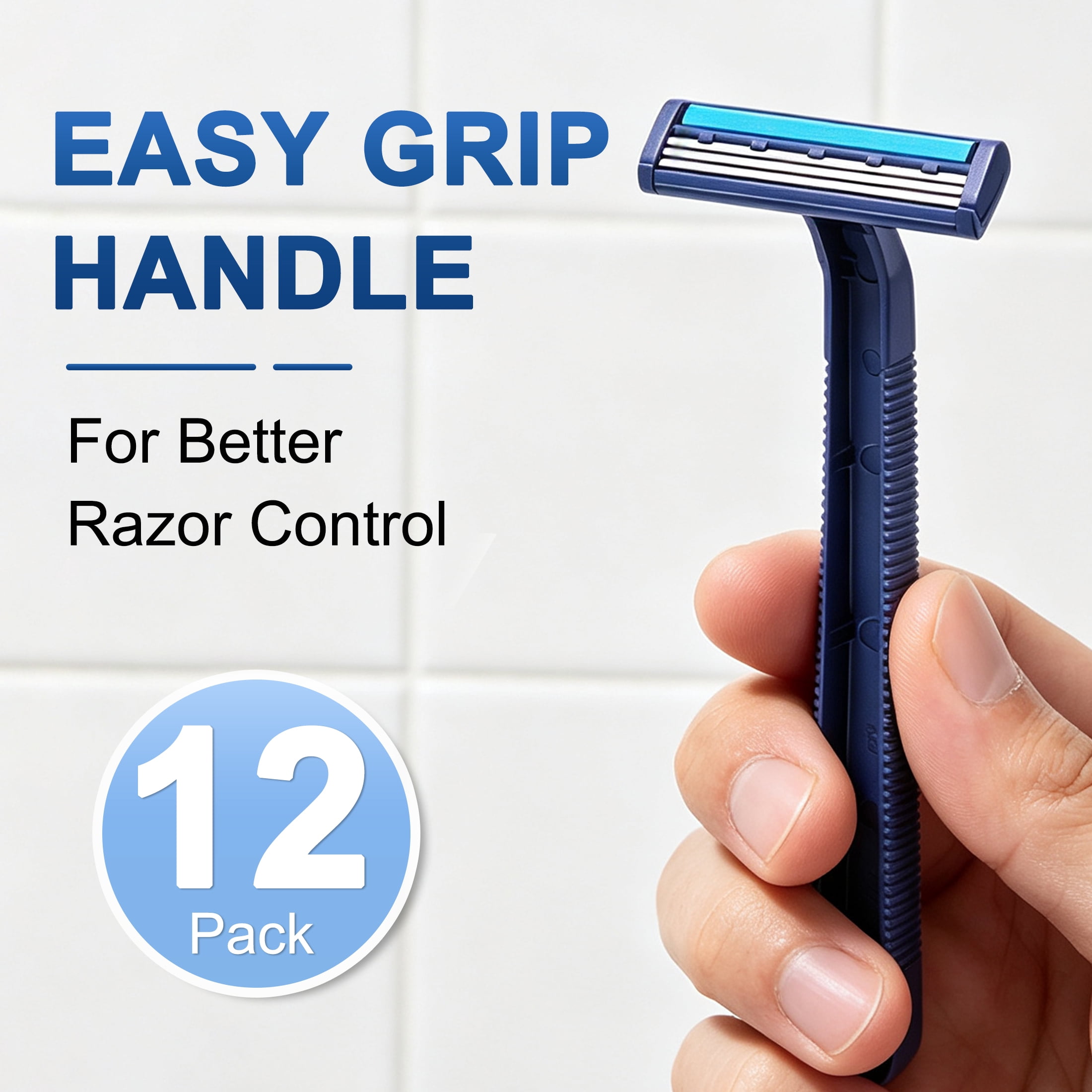 12 Pack Disposable Razors for Men, Men's Disposable Shaving Razors, Triple Blade Disposable Shaving Razors with Lubricating Strip, Anti-Slip Handle Disposable Shaver for Travel Hotel Home Daily Shave