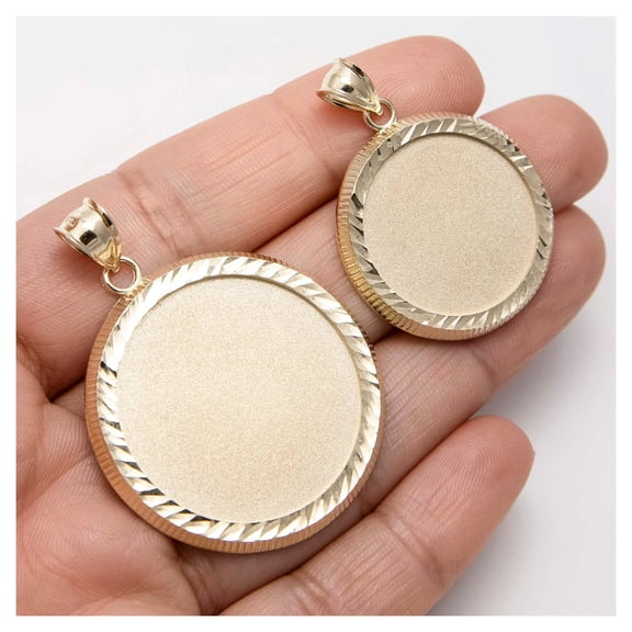 Diamond-Cut Round Medallion Pendant Unisex Adult 10K Yellow Gold, All Sizes - Goldum NYC