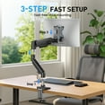 thumbnail image 7 of Kyspho Single Monitor Arm for 13 to 34 Inch Screens, Holds 19.8 lbs, Monitor Stand with C-Clamp Tool-Free Mount, Cable Management, Adjustability for Swivel, Tilt, and Rotation, Max 100x100mm, 7 of 7
