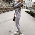 thumbnail image 3 of Njoeus Hoodies For Women Fall Fashion For Women Women Solid Color Leisure Time Hood Sweater Athletic Wear Long Sleeves Suit Women'S Clothing On Clearance, 3 of 8