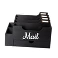 thumbnail image 4 of veasfak Countertop Mail Organizer Mail Basket Rustic Vintage Wooden Multipurpose Desk Organizer File Storage Holder for Paper Folders black, 4 of 8