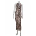 thumbnail image 4 of Sleeveless Deep V-Neck Wrap Dress In Metallic Brown Leopard Print B, 4 of 4