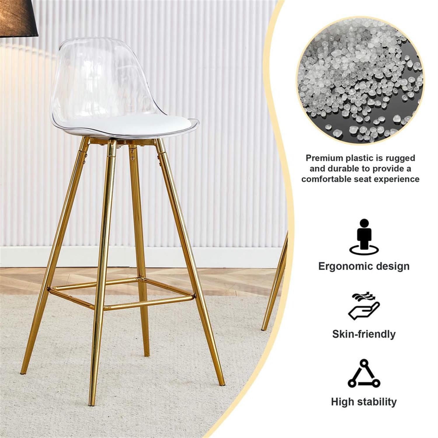 Demi Bonn 38" Counter Height Bar Stools Set of 2, Upholstered Barstools with Back, Kitchen Island Countertop Chairs for Dining Room, Gold