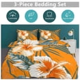 thumbnail image 5 of 3 Pcs Soft Bedding Set, Includes 1 Duvet Cover with Zipper And 2 Pillow,Shams Hawaiian Hibiscus Garden Orange Flowers Full(79"×90"), 5 of 8