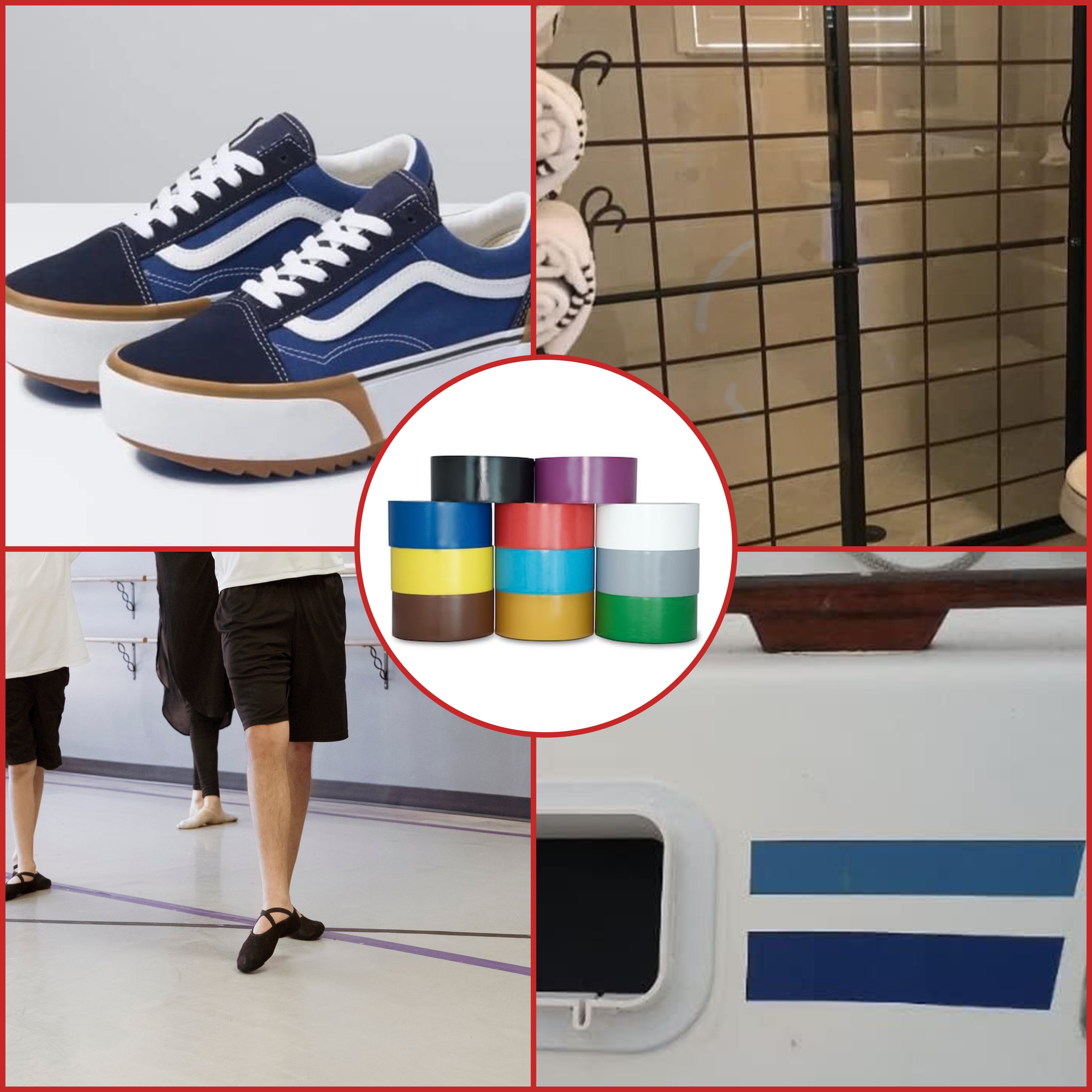 T.R.U. CVT-536 Rainbow Vinyl Pinstriping Dance Floor Tape: 1 in. wide x 36 yds. Several Colors
