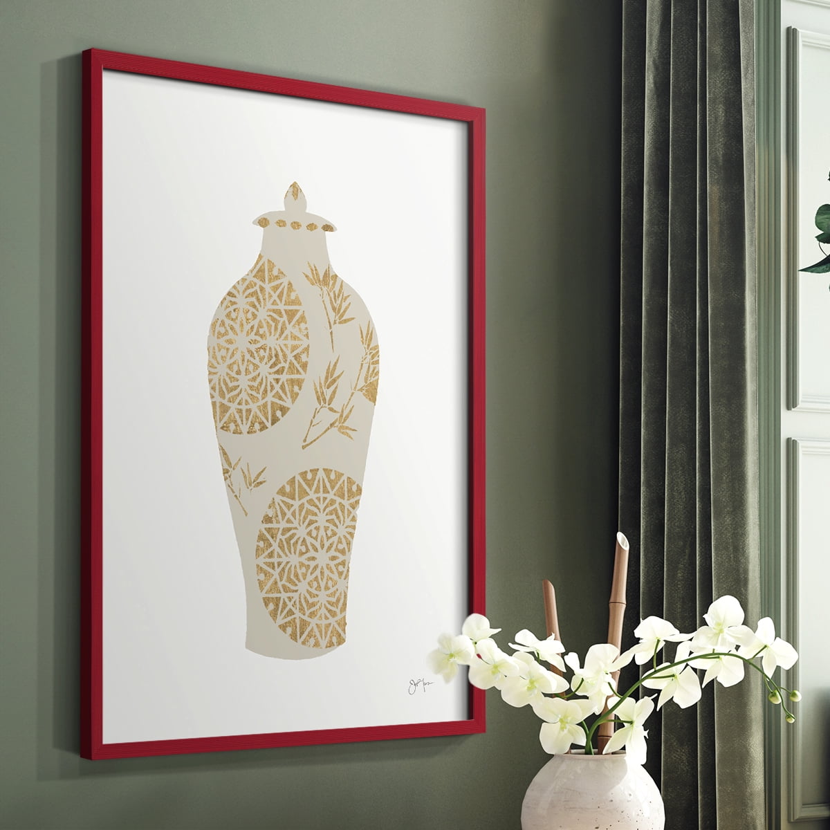 Neutral Urn II in Red Solid Wood 8 x 10 Framed Print