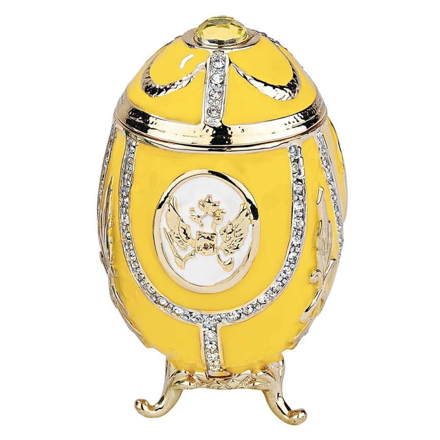 Russian Imperial Eagle Faberge-Style Enameled Eggs Collection : Lemon Yellow