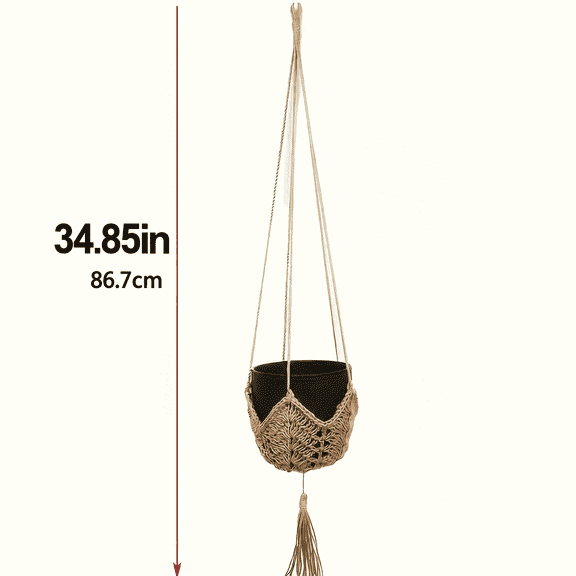 Bohemian Macrame Plant Hanger with Tassels, Cotton Rope Hanging Basket, 1 Piece