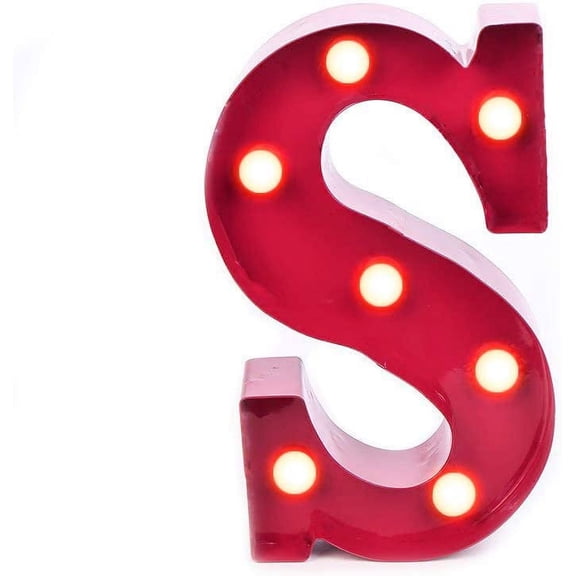 Home by Jackie Inc Decorative Red Vintage Metal Hanging Light up LED Letter “S”