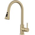 thumbnail image 1 of Appaso Grifo de cocina dorado con rociador desplegable, manija única de acero inoxidable, arco alto, fácil instalación para un orificio, RV, camper, lavandería, fregadero al aire libre, oro cepillado, 1 of 1