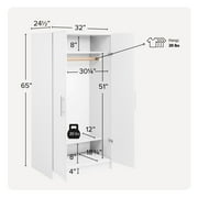 Prepac Armoir, Elite 32W x 35H x 20D White Wardrobe Closet & Cabinet - Functional Clothes Storage with Hanging Rail, Armoire Wardrobe - WEW-3264