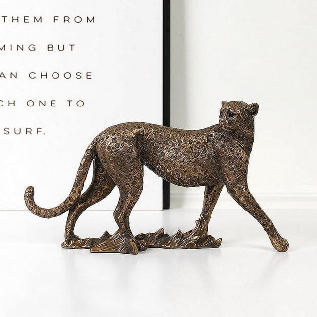 Statue de Jaguar Simulation Petite Résine Artisanat Animal Collection Ornements Léopard Prédateur pour Étagère Maison (Léopard Assis)