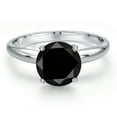 thumbnail image 3 of Gem Stone King 900 Platinum Black Diamond Engagement Ring for Women | 2.20 Cttw | Round 8MM | Gemstone April Birthstone | Size 6, 3 of 6