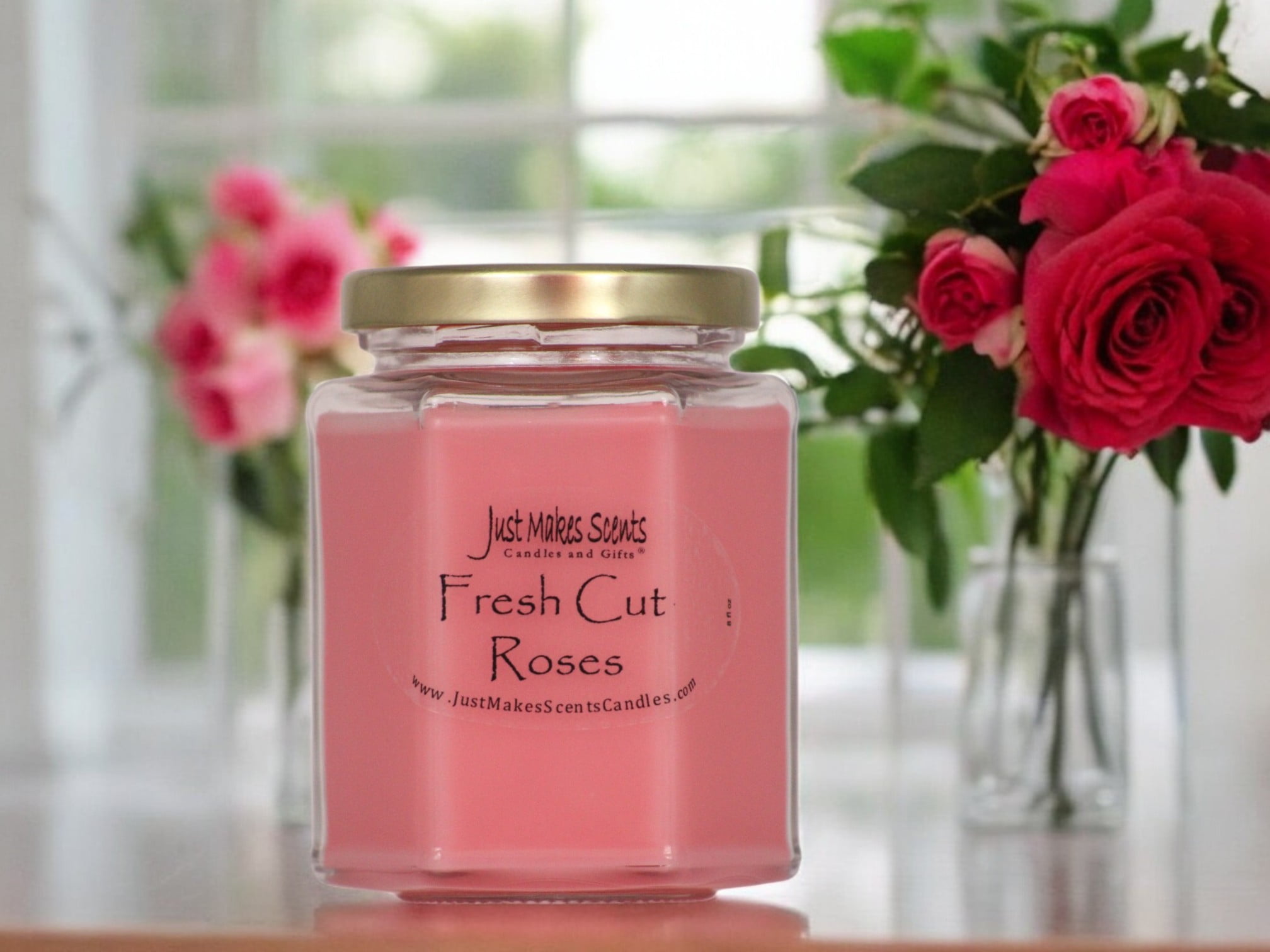 3-Pack Fresh Cut Roses Candle, 8 oz Hexagon jar
