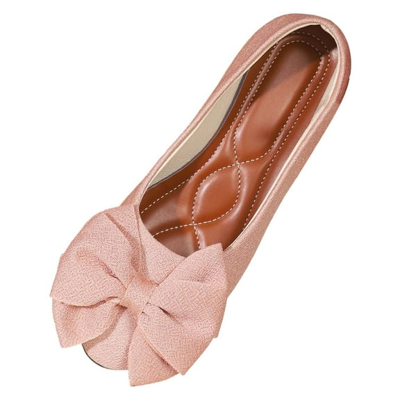 Xiaoxatg Women's Casual Shoes Foreign Trade Large Size Bow Low Heel Breathable Fabric Boat Shoes for Everyday Use 9.5 Pink
