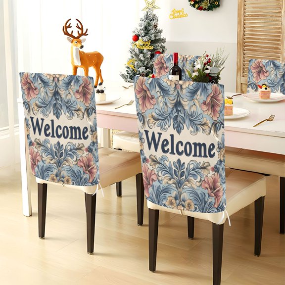 YAZAOO Chair Covers Set Home Kitchen Drawing Light Flowers Party Decor Seat Back Cover Protector