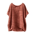 thumbnail image 4 of BILIKEYU Oversized Crew Neck Linen Tops for Women Short Sleeve Cotton Blend Tee Shirts, T Shirts For Women, Plain Tshirts For Women, Summer Tops For Women, 4 of 4